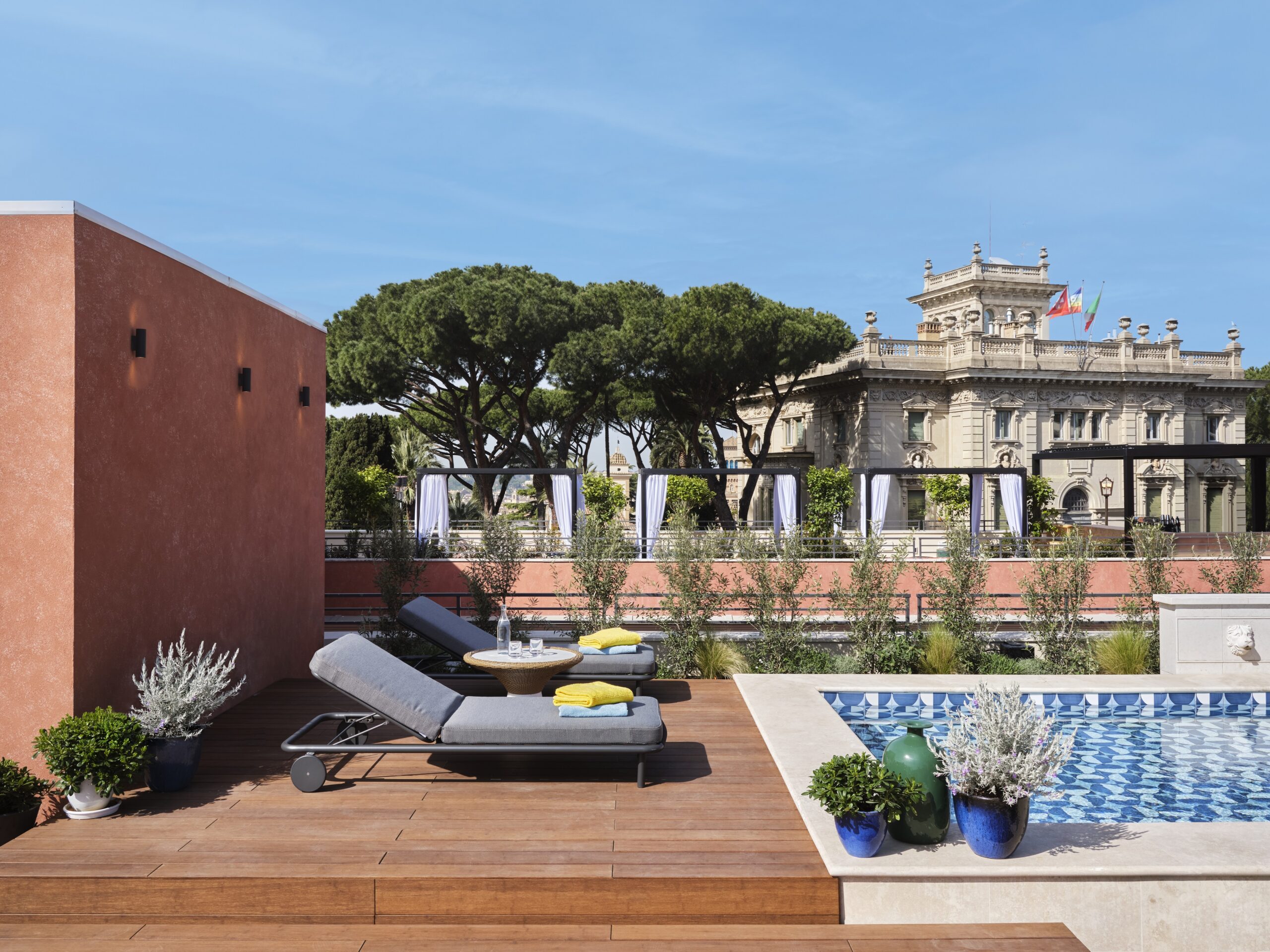Rooftop pool at W Rome hotel with panoramic city views