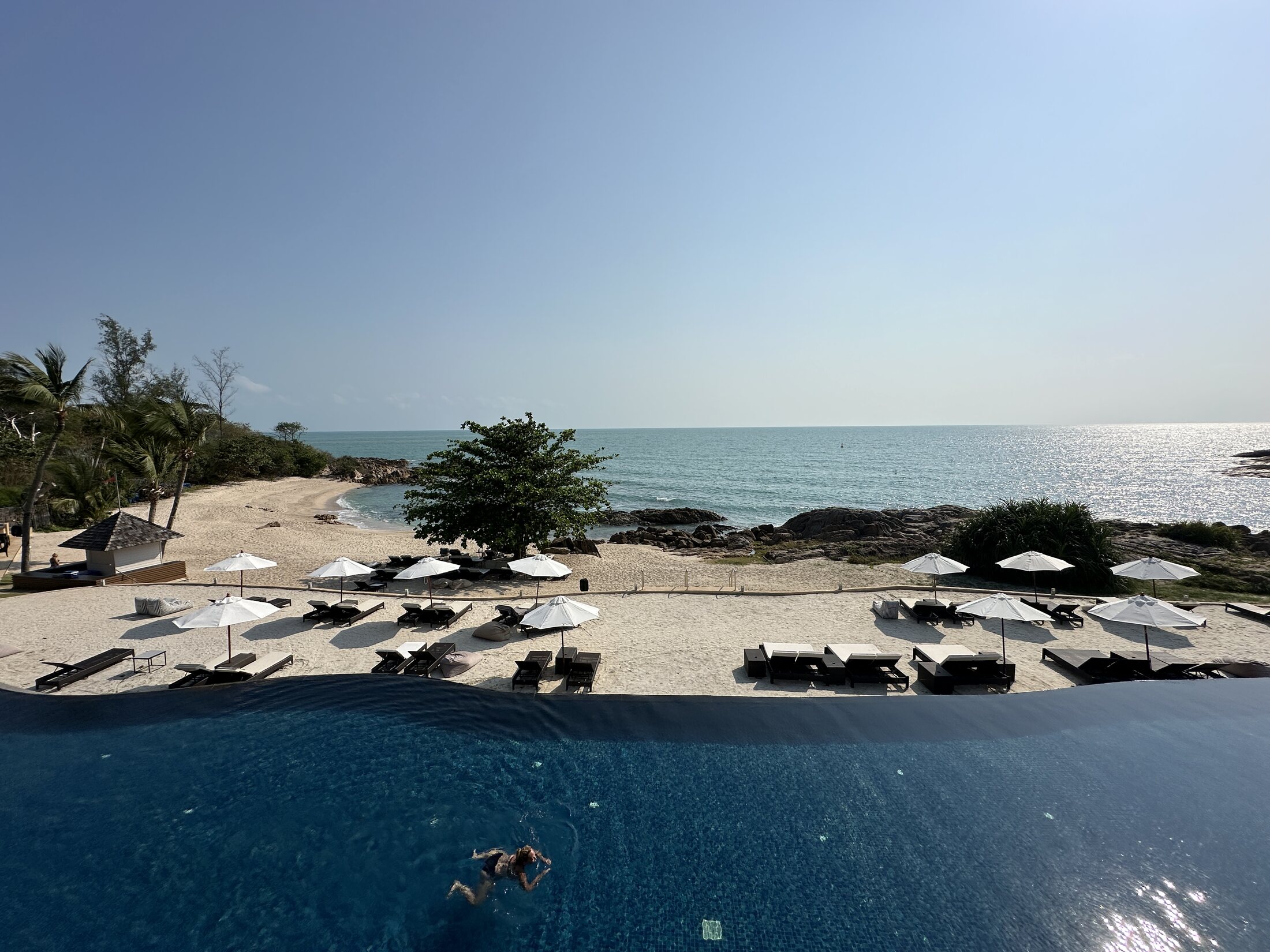 Pool and beach view at The Ritz-Carlton Koh Samui