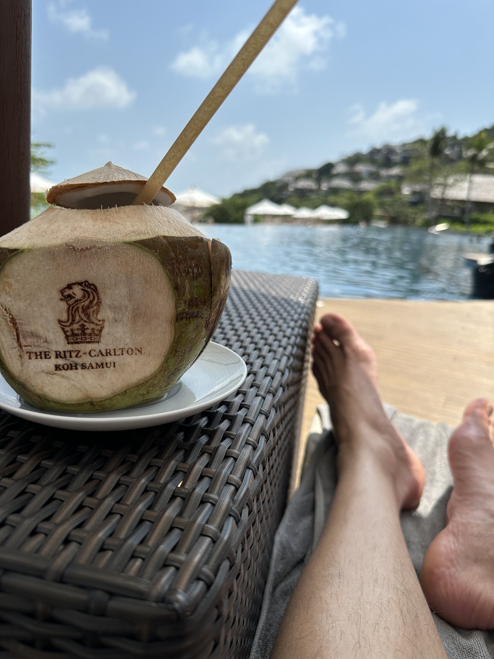 Poolside coconut at The Ritz-Carlton Koh Samui