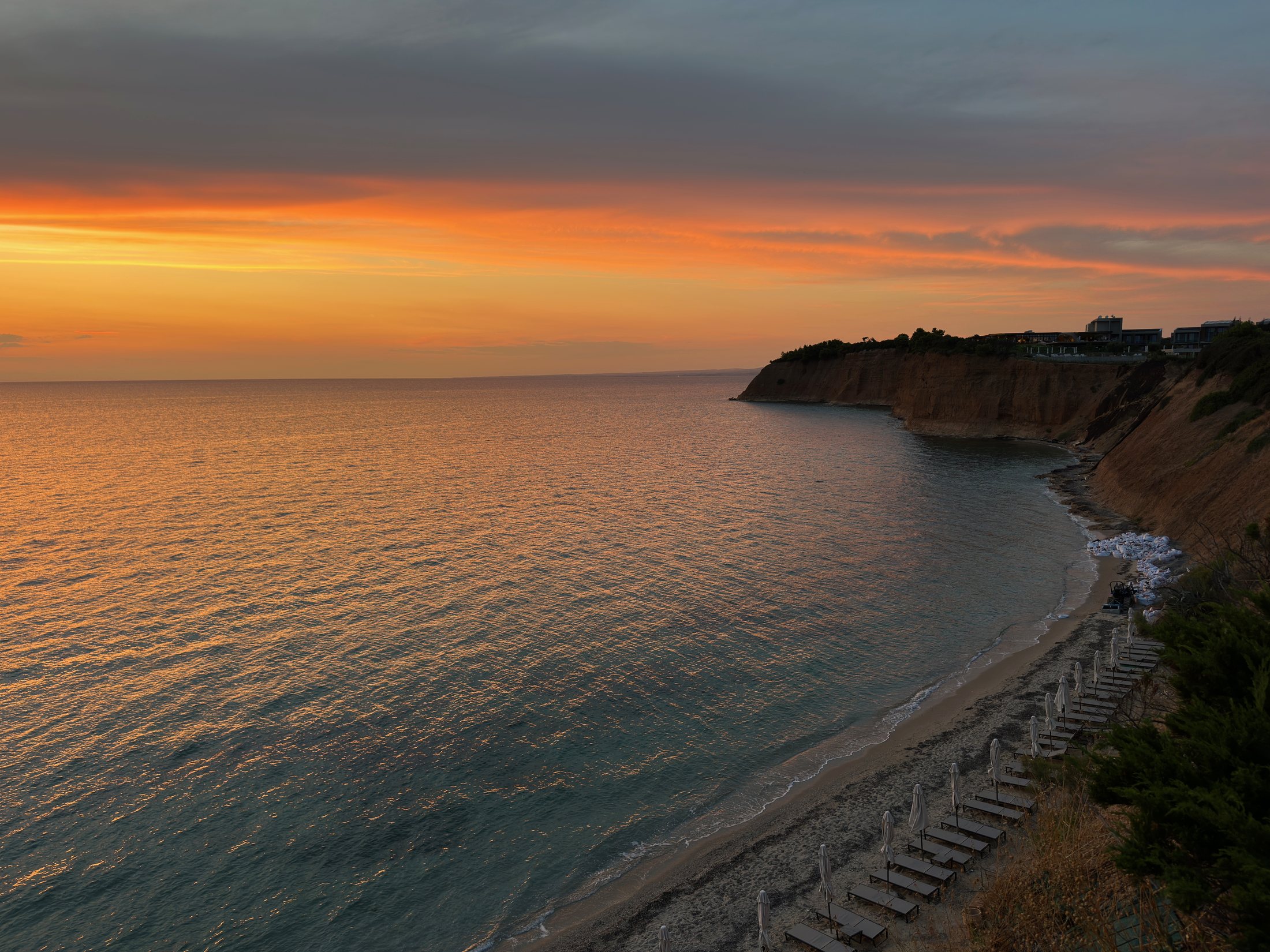 Beach cliffs at sunset near Zelia Halkidiki