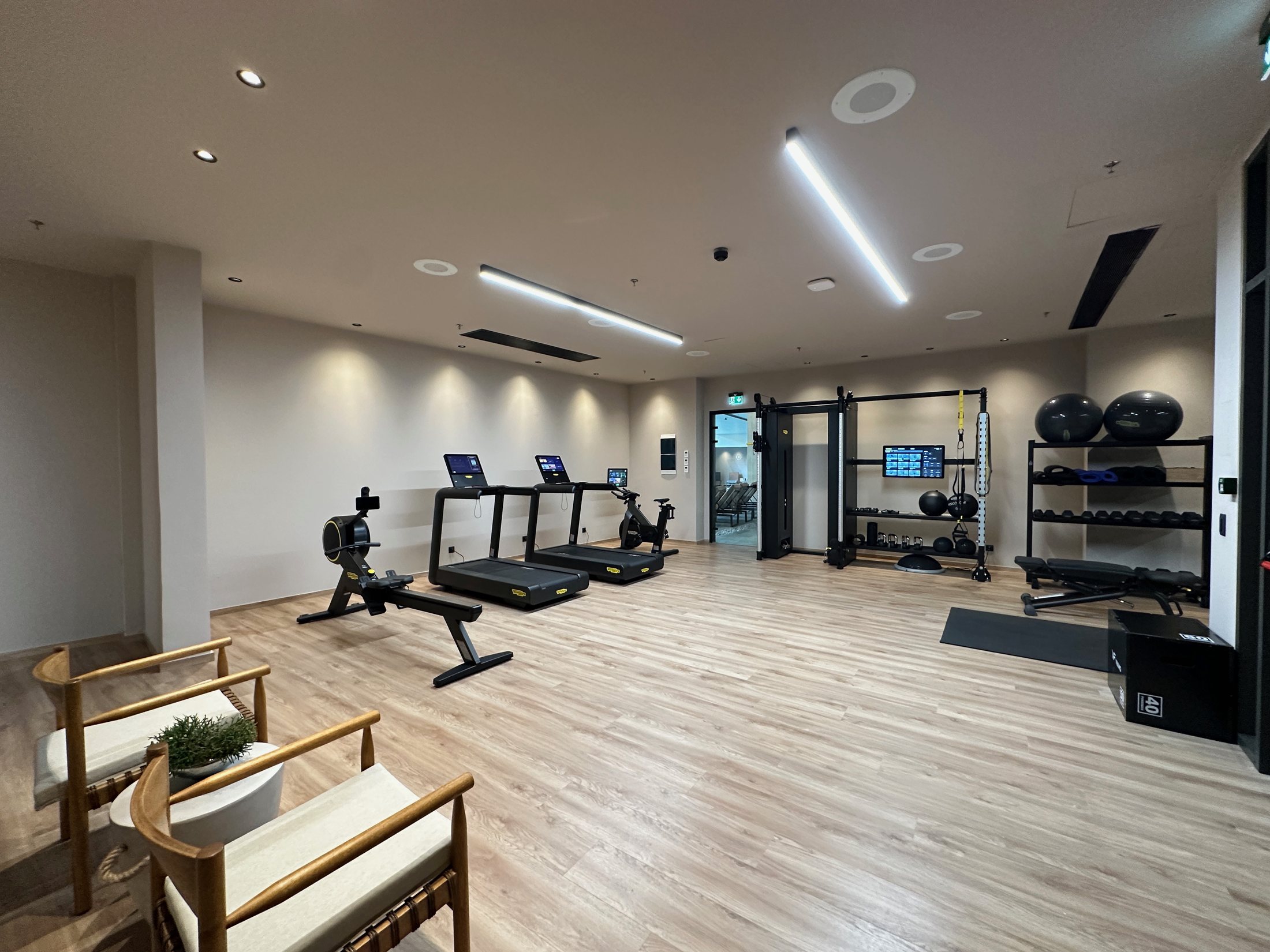 Gym equipment overview at Zelia Halkidiki